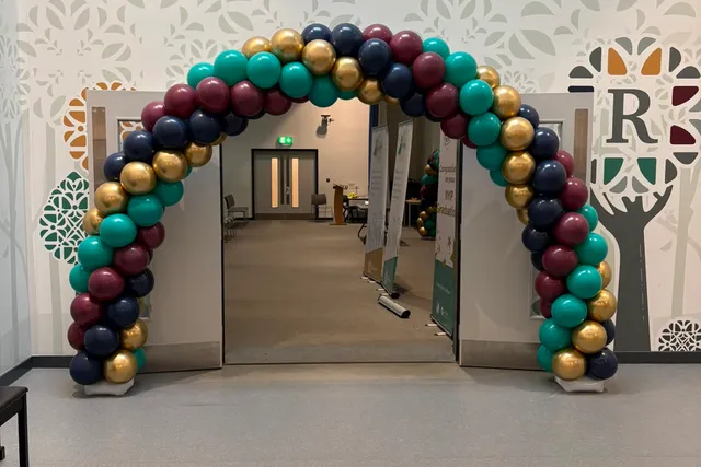 A professionally installed balloon arch by PD Events